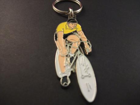 Tour de France wielrenner in de gele trui sleutelhanger